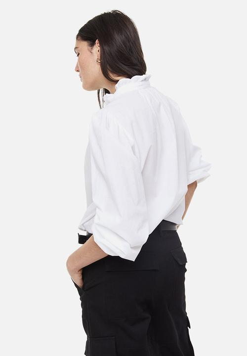 H&M - Frill-trimmed blouse - white