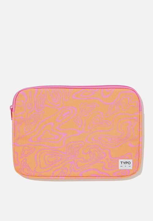 Take me away 13 inch laptop case - topograph apricot