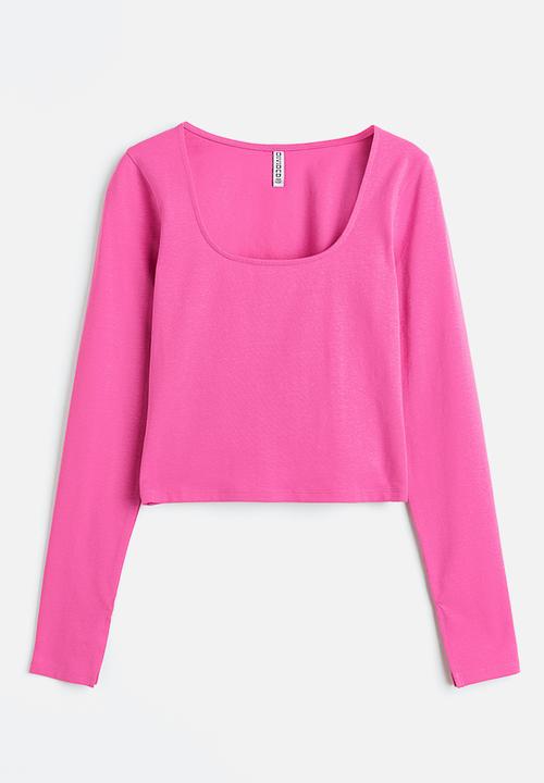 H&M - Long-sleeved cotton top - cerise