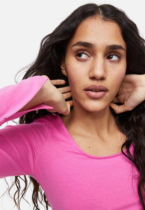 H&M - Long-sleeved cotton top - cerise