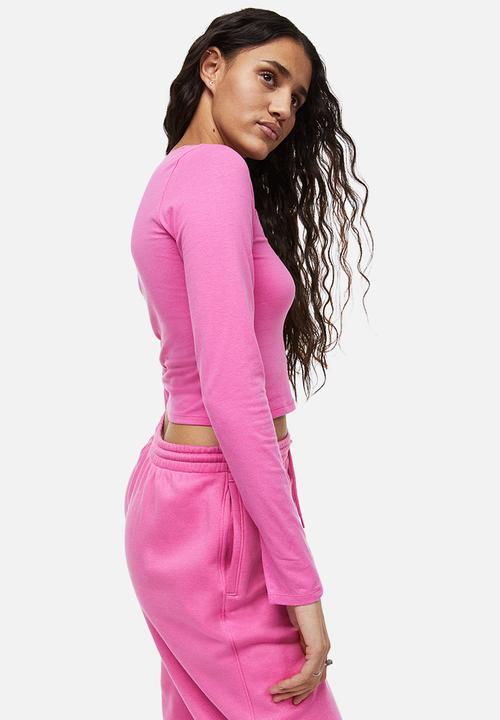 H&M - Long-sleeved cotton top - cerise