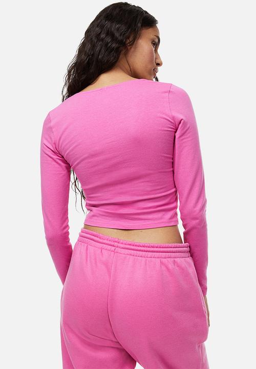 H&M - Long-sleeved cotton top - cerise