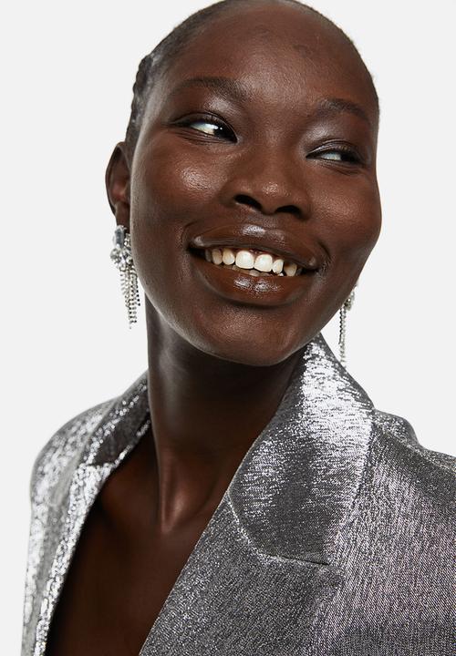 H&M - Oversized glittery blazer - silver-coloured 