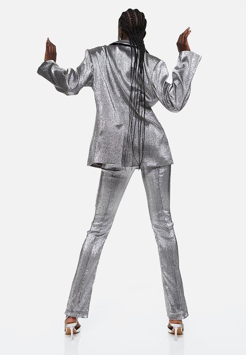 H&M - Oversized glittery blazer - silver-coloured 