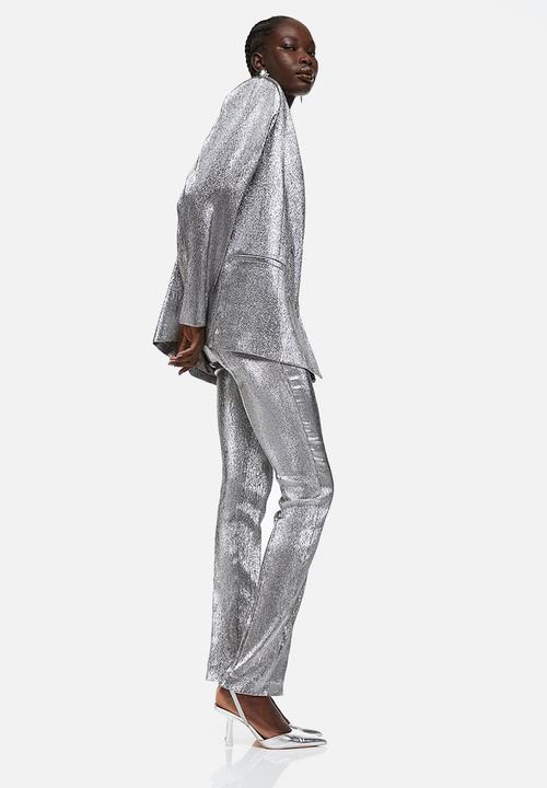 H&M - Oversized glittery blazer - silver-coloured 