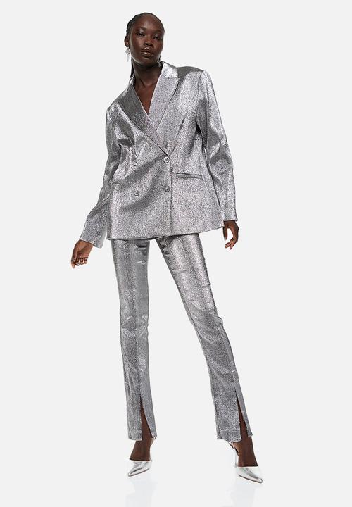 H&M - Oversized glittery blazer - silver-coloured 