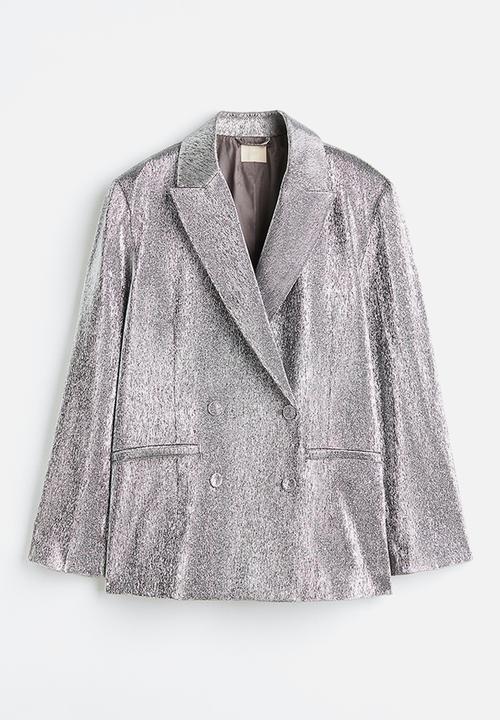 H&M - Oversized glittery blazer - silver-coloured 