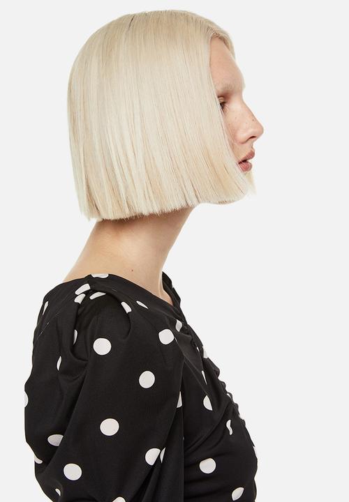 H&M - Gathered bodycon dress - black/spotted 