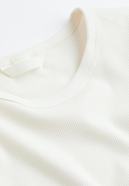 H&M - Fitted ribbed top - white