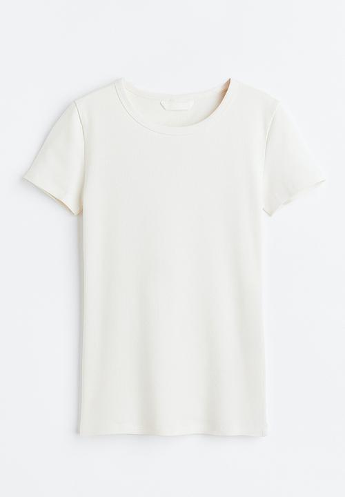 H&M - Fitted ribbed top - white