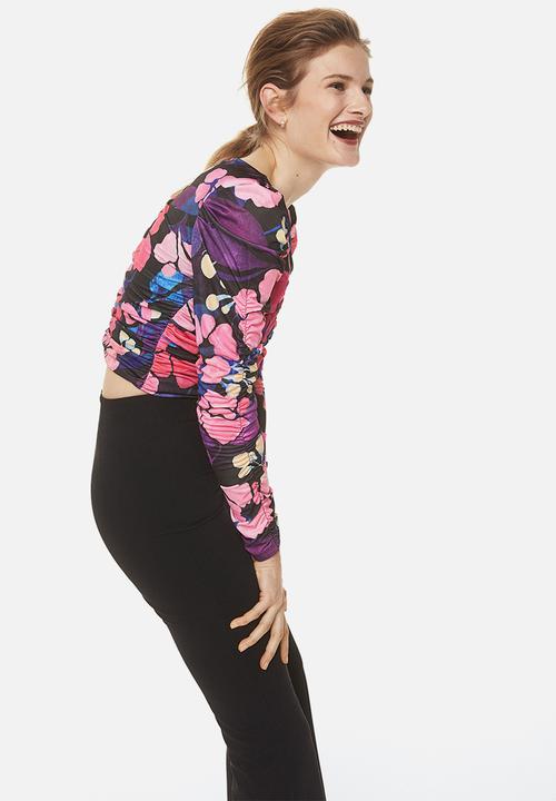 H&M - Gathered top - pink/floral