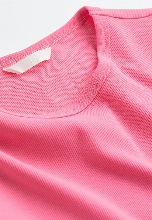 H&M - Fitted ribbed top - pink