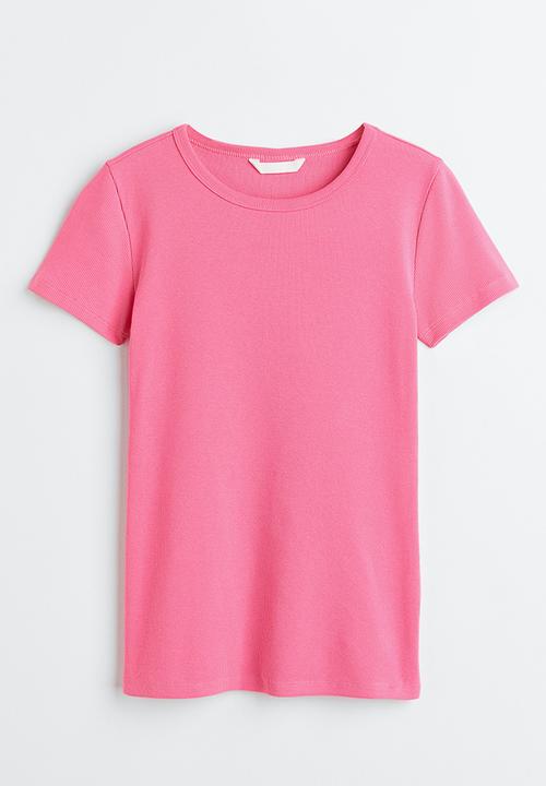 H&M - Fitted ribbed top - pink