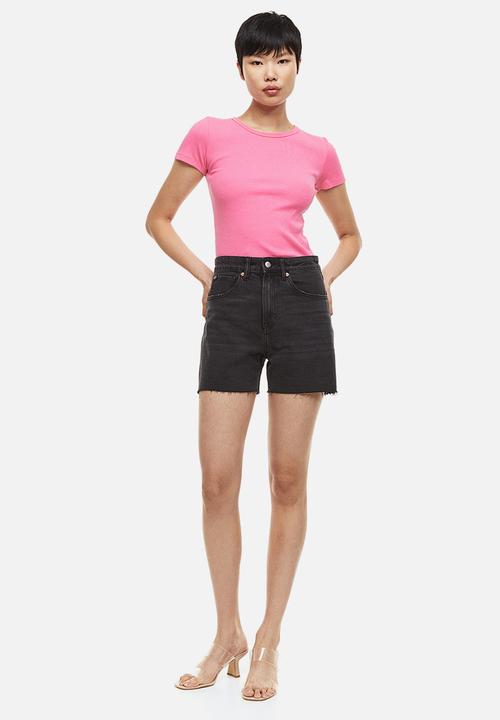H&M - Fitted ribbed top - pink