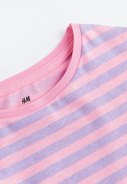 H&M - Long-sleeved cotton top - pink/striped