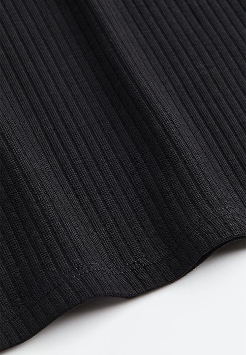 H&M - Ribbed cotton jersey top - black
