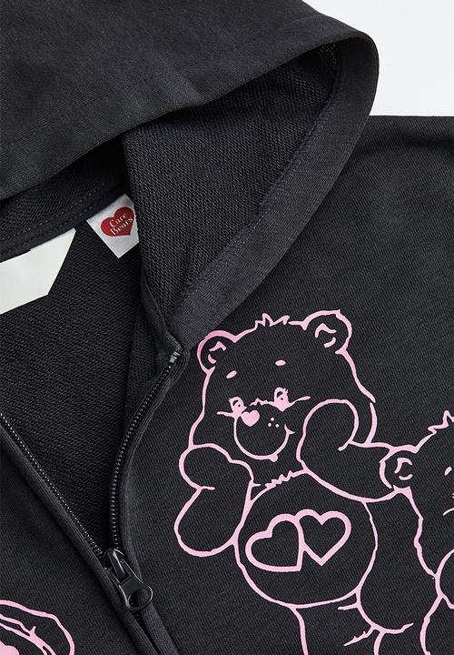 H&M - Oversized printed zip-through hoodie - dark grey/care bears