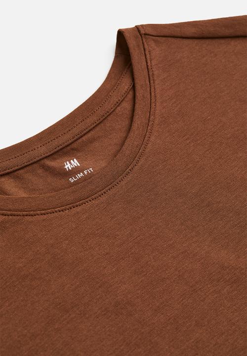 H&M - Slim fit round-necked t-shirt - brown