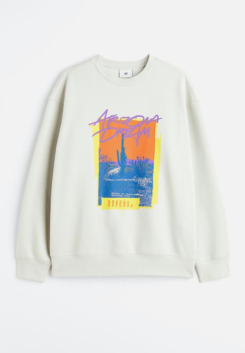 H&M - Relaxed fit printed sweatshirt - light greige/arizon