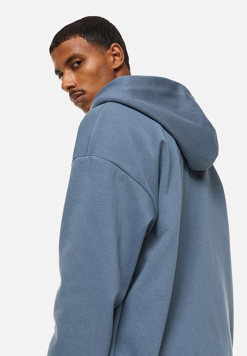 H&M - Relaxed fit zip-through hoodie - blue/w