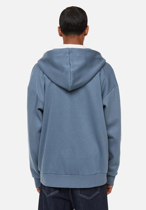 H&M - Relaxed fit zip-through hoodie - blue/w
