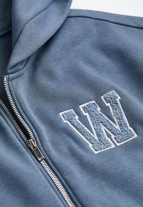H&M - Relaxed fit zip-through hoodie - blue/w