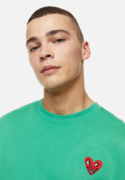 H&M - Relaxed fit sweatshirt - green/keith haring