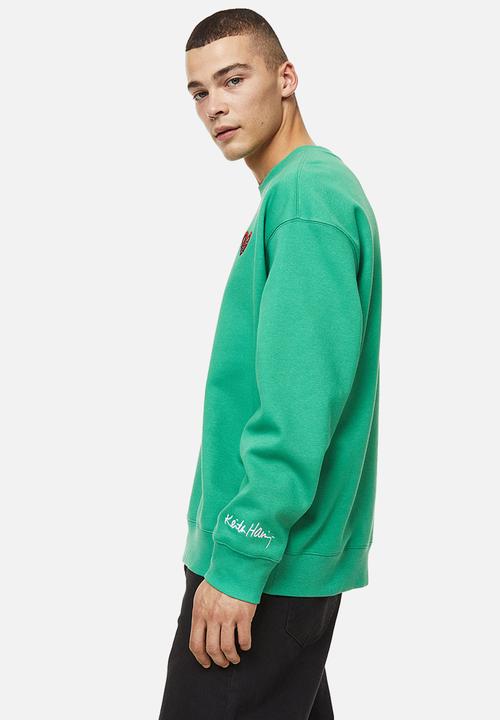 H&M - Relaxed fit sweatshirt - green/keith haring
