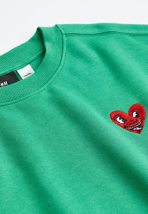 H&M - Relaxed fit sweatshirt - green/keith haring