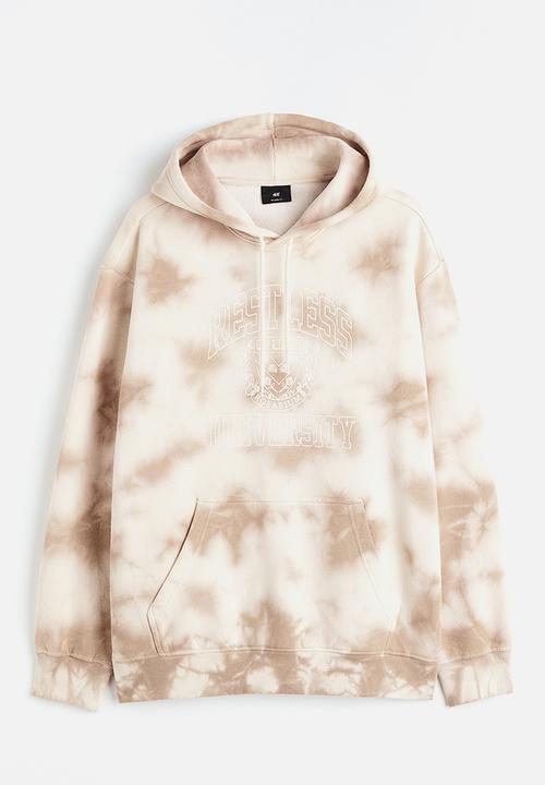 H&M - Relaxed fit printed hoodie - beige/restless university