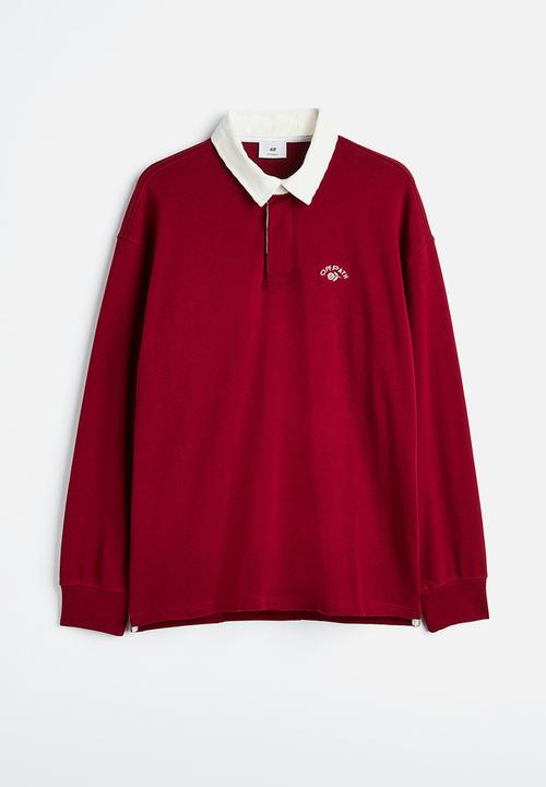 H&M - Relaxed fit rugby shirt - red/off path