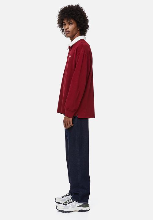H&M - Relaxed fit rugby shirt - red/off path