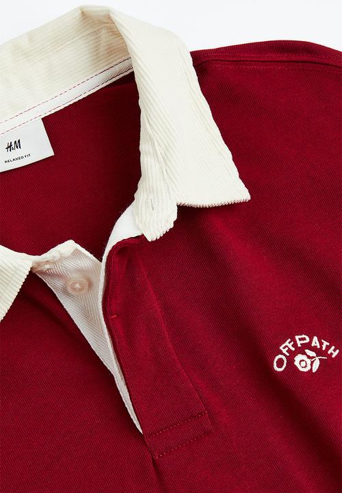 H&M - Relaxed fit rugby shirt - red/off path