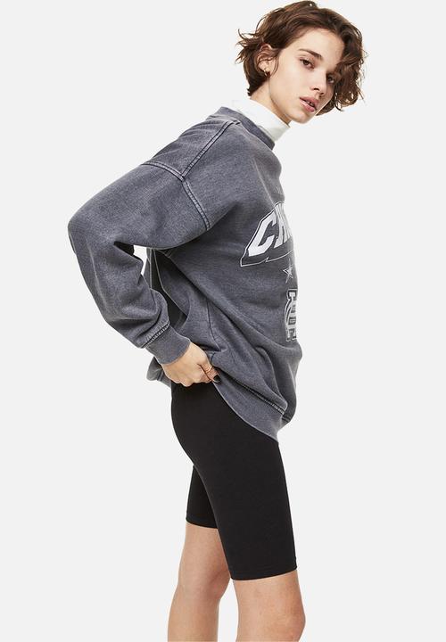 H&M - Oversized motif-detail sweatshirt - black/chicago 