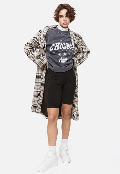 H&M - Oversized motif-detail sweatshirt - black/chicago 