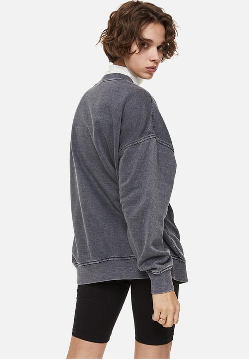 H&M - Oversized motif-detail sweatshirt - black/chicago 