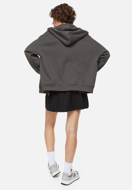 H&M - Oversized zip-through hoodie - dark grey/new york 