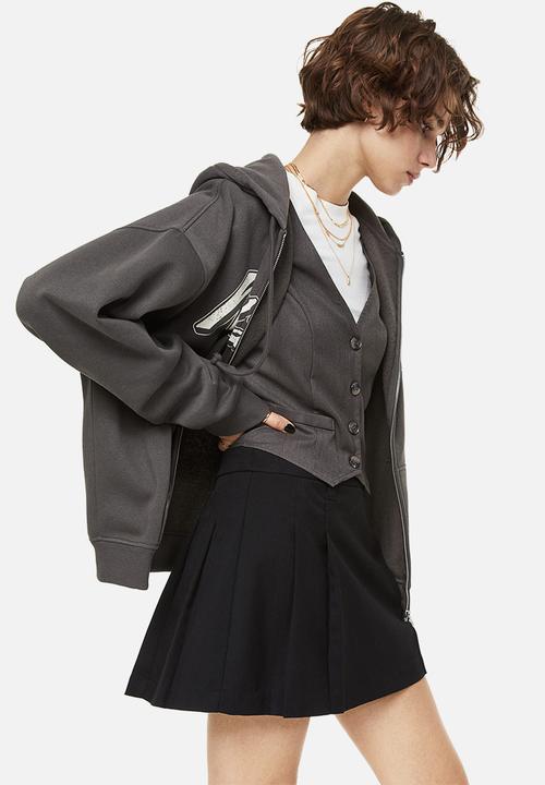 H&M - Oversized zip-through hoodie - dark grey/new york 