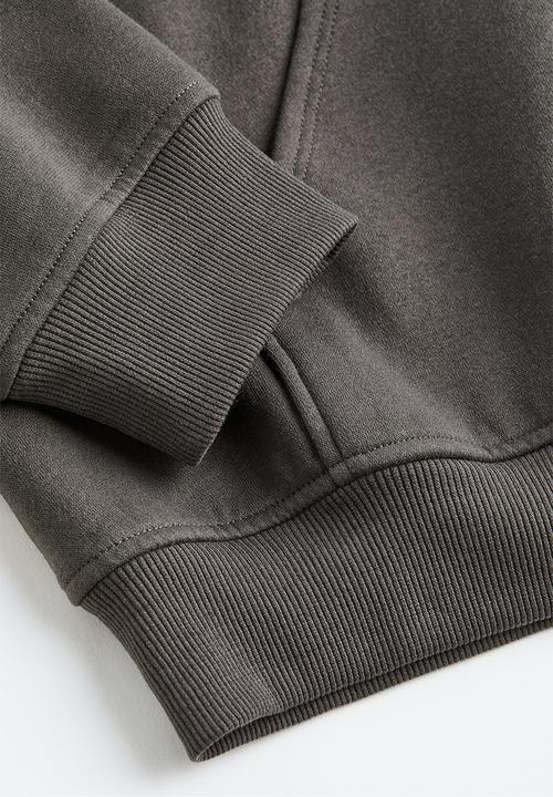H&M - Oversized zip-through hoodie - dark grey/new york 