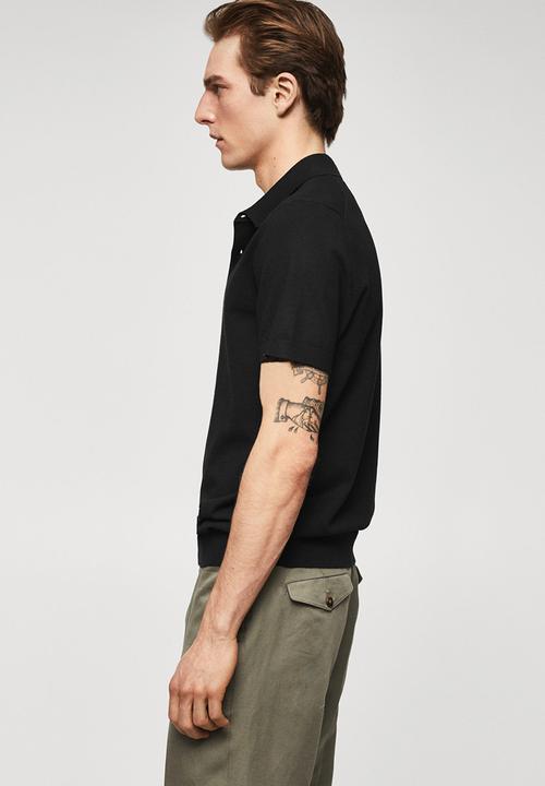 MANGO - Polo shirt arraona - black