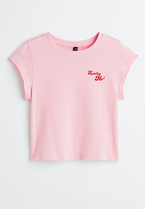 H&M - Printed top - light pink/lucky me! 