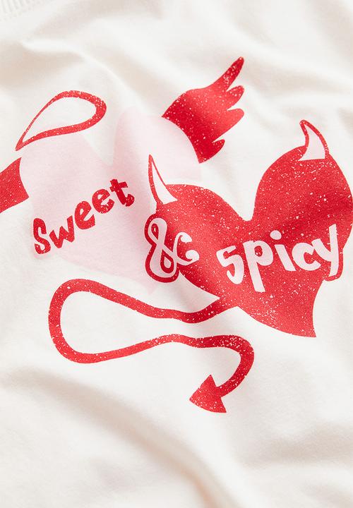 H&M - Printed top - cream/sweet & spicy 