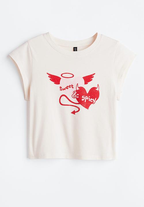 H&M - Printed top - cream/sweet & spicy 