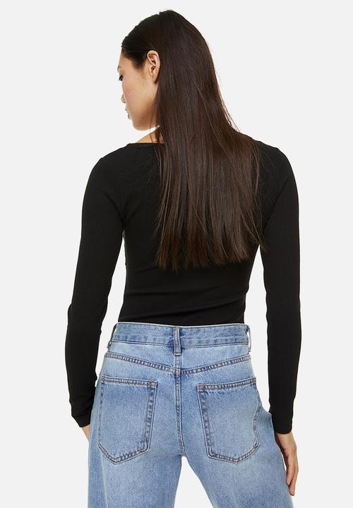 H&M - Ribbed jersey body - black