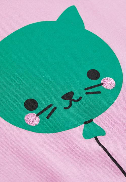 H&M - Printed jersey top - light pink/balloon
