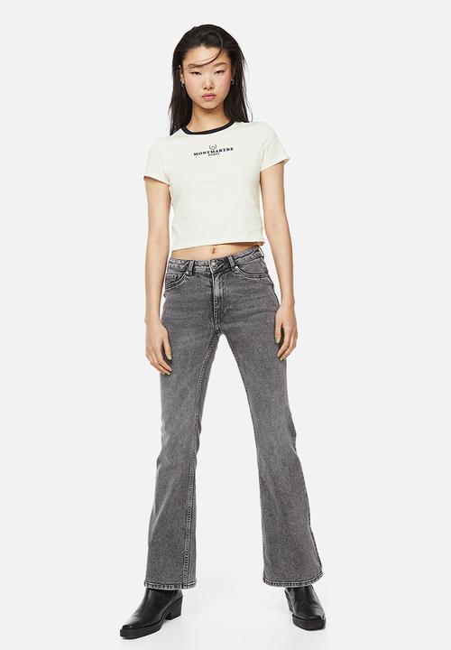 H&M - Printed cropped top - cream/montmartre 