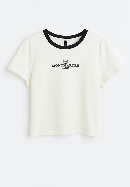 H&M - Printed cropped top - cream/montmartre 