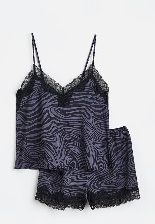 H&M - Pyjama cami top and shorts - purple 