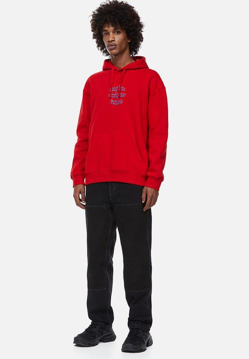H&M - Relaxed fit printed hoodie - red / brighter future 