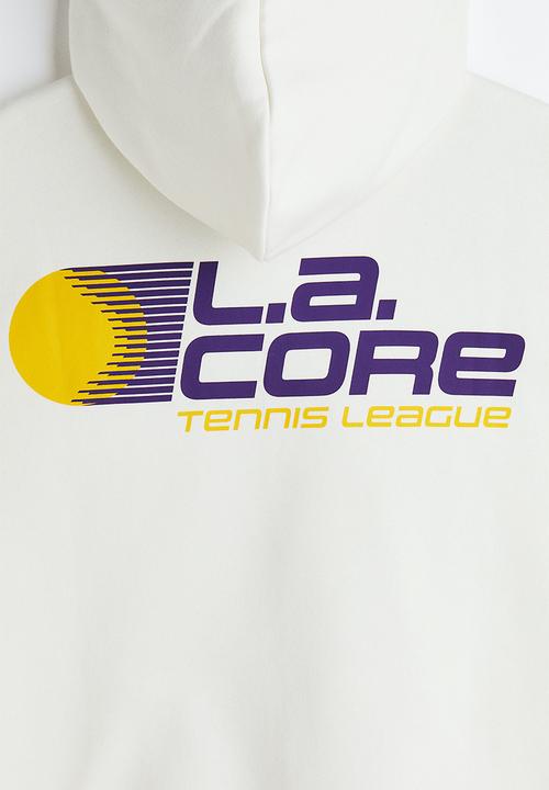 H&M - Relaxed fit printed hoodie - White / L.A. Core 